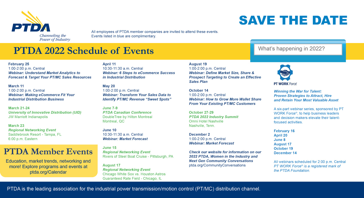 PTDA 2022 Schedule of Events